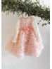 Long Sleeves Ivory Pink Elegant Flower Girl Dress